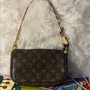 AAA Monogram Canvas Mini Pochette in Brown and Tan